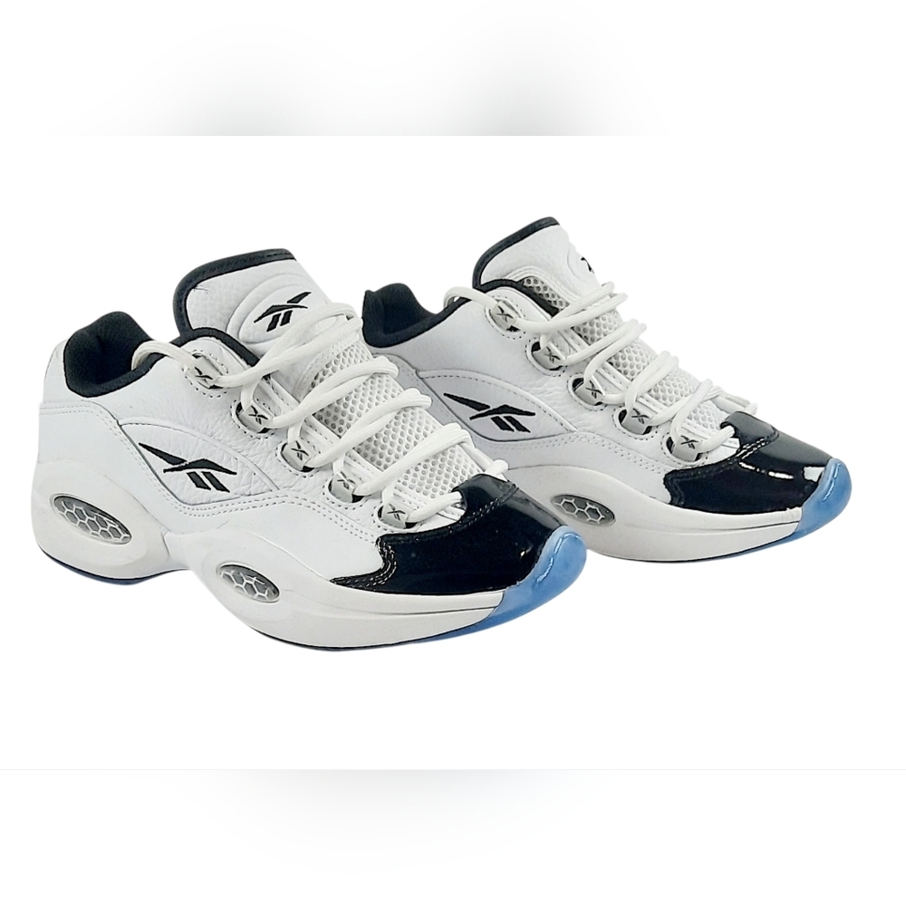 2022Reebok Question Low Big Kid 'Patent Black  Toe' Boys Size 4.5/ Womens Size 6